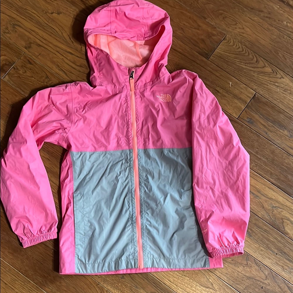 Girls The North Face Pink and Gray Hooded Jacket